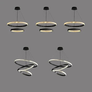 Black Collection led постмодернистские висящи лампи с регулируема яркост под формата на кристален пръстен с регулируема яркост, окачена лампа Lampen за хол