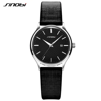 Дамски кожени часовник SINOBI луксозна марка от неръждаема стомана, висококачествени водоустойчиви часовници за жени, Ежедневни часовници relogio masculino