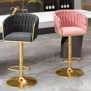 Регулируеми столове за лаундж бар с Модерен изчистен Дизайн на облегалката Въртящи Скандинавски стол от Златисто кожа Удобни Мебели за дома Barkrukken