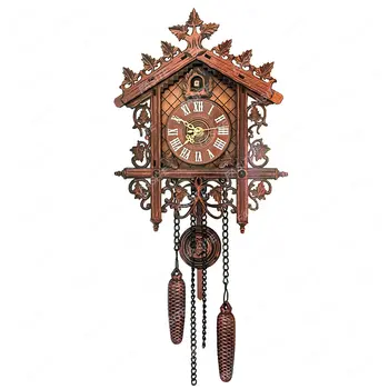 Малки стенни часовници с кукувица, Реколта 3D Часовник с махало, монтиран на стената Начало декор, Часовници с Тихо механизъм, Антикварное украса спални, Всекидневна