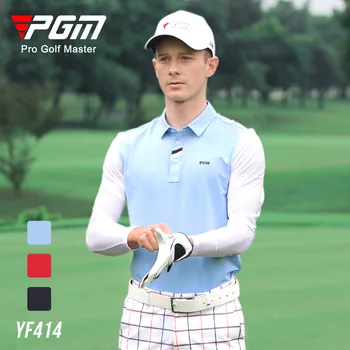 Мъжка тениска за голф PGM с дълги ръкави, пролетно-лятна риза с къси ръкави, дрехи за голф, за мъже, облекло от еластични спортни тъкан YF414