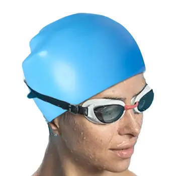 Шапка за плуване с дълга коса, водоустойчива силиконова шапка за плуване с защита на ушите, нескользящая водоустойчива гъвкава шапка за плуване за мъже и жени