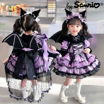 Нова рокля на Sanrio Kuromi, Есен облекло за деца 2023 година, дрехи за майки и деца, сладки елементи от аниме, коледни подаръци за Хелоуин, Kawai