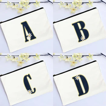 26 Букви от Цветя Маргаритки козметични чанти Сгъваема косметичка Harajuku е Забавно сватбената чанта е булката Калъф за червило, за жени, Подарък