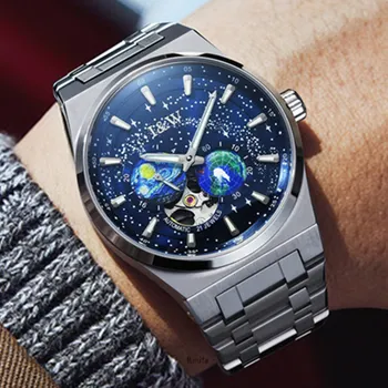 Механични часовници Switzerland I & W за мъже, син сапфир люминесцентный звездна луксозна марка MIYOTA, автоматични мъжки часовник Reloj Hombre 2023
