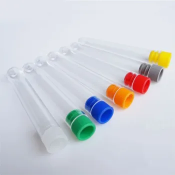 пластмасов пробирка 100шт 20x153 мм с капак в различни цветове, Висококачествена Прозрачна Като стъкло