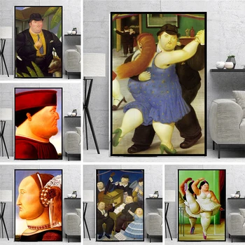 Забавно изкуство Дебела танцуваща двойка Картини върху платно от Фернандо Ботеро Плакати и щампи Стенни рисувани в хола Начало декор Нощно шкафче