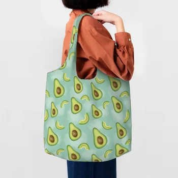 Чанта за пазаруване с шарени Авокадо, холщовая чанта за пазаруване, голям капацитет, преносими Плодови Веганские чанти, чанта