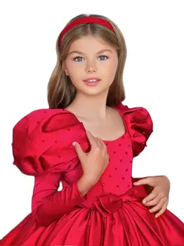 Буйни Рокли Принцеса С Въздушно Топка, Рокли с Червени Петна За момичета В цветчета, Сладък Детски Рокли За Рожден Ден, Детско Рокля За Първо Причастие