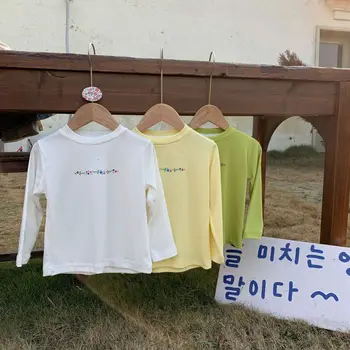 Детски дрехи 2023, Пролетно новост, Корейската тениска с хубав принтом, Мека удобна Еластична Ежедневни Проста риза за момичета