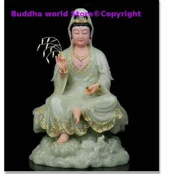Търговия на едро с фигурка на Буда, позлата, нефритови Бог Гуан Ин, Юго-Източна Азия, защита на ДОМА, на семейството, на Благоприятно просперитет, статуята на ФЪН ШУЙ