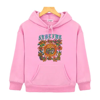 Блузи с изображение на слънце Sublimee, Удобни свитшоты с флорални принтом за деца, пуловери с дълги ръкави за момчета / момичета, есен / зима