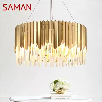 Окачен лампа SAMAN в постмодерния стил, Луксозен Златен led лампа, Декоративен за дома, трапезария, хол