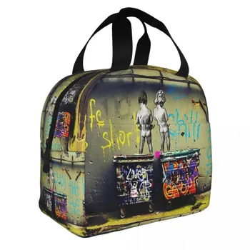 Banksy се Съхранява в хладилник Патица Изолирани чанти Чанта-хладилник Множество Запечатани чанта-тоут Обяд-бокс за момичета и момчета Офис пътуване