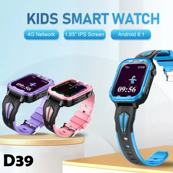 D39 Луксозни детски смарт часовници 4G Предизвикателство СИМ-карта Гласов чат SOS GPS СРЕЩА Помещение за определяне на местоположението на Wi-Fi Аларма Умни часовници за IOS и Android Деца