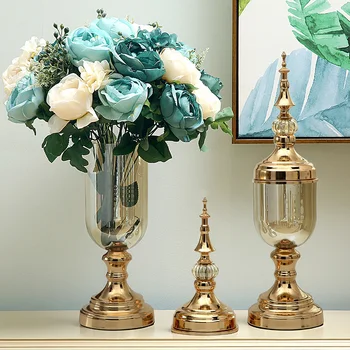 Европейската стъклена ваза, кристални бижута, модерни минималистичные американски цветя, маса за хранене, шкаф за телевизор, хол