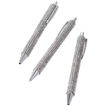 6шт Сребърни химикалки и Подарък метална писалка за писане Химикалки с черно мастило Офис