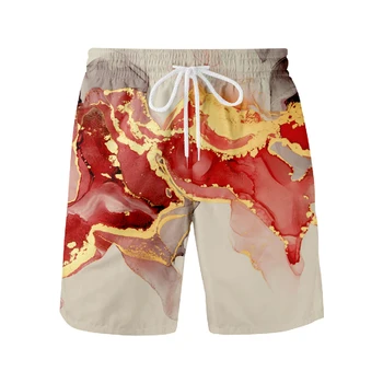 Мраморни Плажни Шорти, Хавайски Дамски / Мъжки Модни Ежедневни Панталони