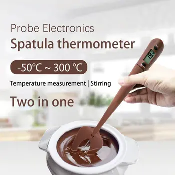 Нов цифров кулинарен термометър, силикон стъргало с двойно предназначение, лопаточка, термометър за готвене, домакински инструмент за печене