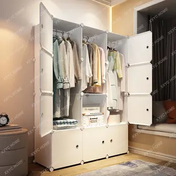 Домашни мебели за спалня Прост Гардероб Шкафове за дрехи Скринове Кубичен Шкафче за съхранение на Детски шкаф Пластмасова Сгъваема Прахоустойчив