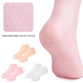 1 чифт Силиконови Овлажняващи Чорапи за грижа за краката От Изсушаване на кожата на Краката, Напукване на кожата, Ексфолиране на Мъртвата кожа, Средства за облекчаване на Протектора, Болкоуспокояващи