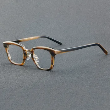 Реколта е с цветна рамки за очила в черепаховом черупки, ацетатная квадратни рамки за очила от късогледство ръчно изработени, могат да бъдат подбрани по процес.