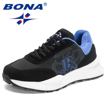 Нови дизайнери БОНА, леки и тежкотоварни мъжки маратонки, маратонки-маратонки, лека устойчива на плъзгане обувки, за разходки на открито, мъжки