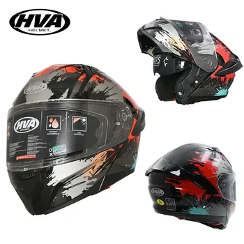 Мотоциклетни каски HVA с пълна лицевым покритие, двойни сенници, модулни окачени каска, одобрен от DOT, каска за мото състезания, Каско, годни за употреба мото
