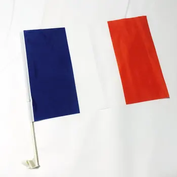 zwjflagshow 30x45cm 2 елемента Френски автомобилен флаг 12x18 инча FR прозорец флагоносец знаменосец размахва знамена с пластмасово флагштоком