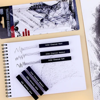 Черни квадратни цветни моливи за рисуване за професионални художници С впечатляващи ефекти, естествен въглен, здрав олово