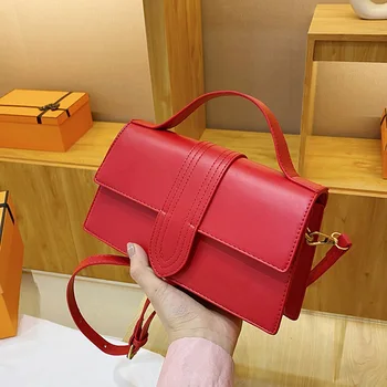 Есен нова дамска чанта от седлото, марка дизайнерски лека луксозна сто преносими малки квадратни чанти-пликове от изкуствена кожа с капак
