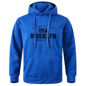 Съединените Щати Brooklyn Атлетик Дивизия Мъжки Дишащ Мек Пуловер С Качулка Модерен Класически Качулки Свободни Оригинални Спортни Горнища