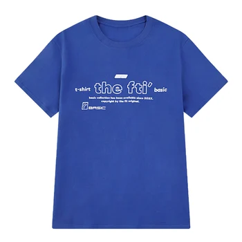 Лаконичная Мъжки Дамски Модни Градинска облекло Тениска с писмото принтом Памук Harajuku Ежедневни блузи с къс ръкав Лятна риза на Синия цвят