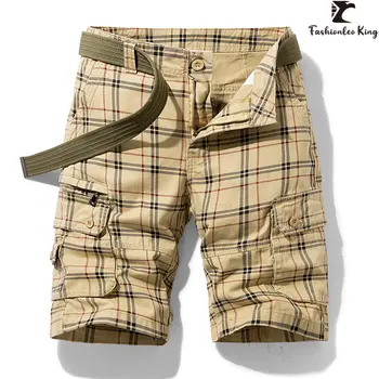 Нови мъжки памучни шорти-карго, ежедневни облекла, изпъстрен гащички, Бермудски острови, модерни плажни панталони-карго за мъже