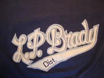 Реколта на 80-те години L. P. Брейди Dist. Синя тениска, размер M