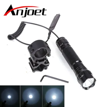 Тактически Фенер Anjoet XM-T6 LED Факел 1 Mode 5-Mode Light lanterna lampe За батерии 18650 С Дистанционно управление, Превключвател за Налягане Наблюдението на Инсталацията