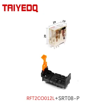 Междинно реле RFT 12 vac, 8-за контакт на реле с подсветка, малък ключ SRT08-P, 8-пинов конектор RFT на 10 А