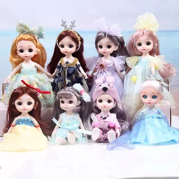 Кукли и дрехи BJD с дължина 17 см., набор от сменяеми движещи се кукли с 13 ставите, мини-момиче с 3D очи, кукла-принцеса, наряжающие момичета, подаръци за рожден Ден