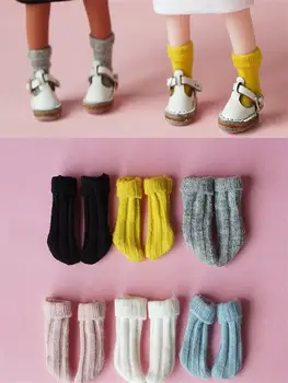 1 чифт чорапи от конци, гъвкави сладки чорапи за кукли blyth 1/6 ob11 1/12 аксесоари за кукли bjd, дрехи за кукли, чорапи, ярки цветове