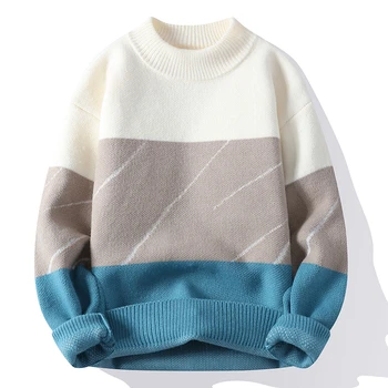 Есен/зима, Нов мъжки висококачествен и модерен пуловер, мъжки ежедневни удобни и топли пуловери, мъжки и три цветове