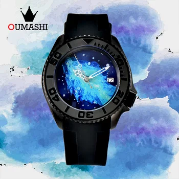Мъжки часовник OUMASHI Watch for Wen Луксозен Автоматичен механичен часовников механизъм NH35 Водоустойчив часовник от неръждаема стомана с подсветка 007