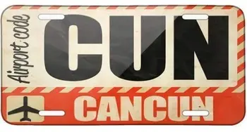 SmartCows Airportcode CUN Cancun Предни Метален Алуминий, Регистрационен номер, Автомобили етикет, Домашен Врата Знак 6 