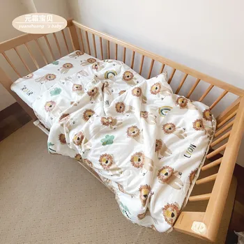 Ins Детска чаршаф, Памучно покривало за легло с Изображение на Мечка, Семейни Легла за новородени, Защита от топлина и студ, Подходящи за четирите сезона