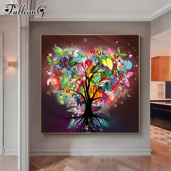 FULLCANG fantasy color tree mosaic декоративни картини 5d направи си сам пълна бродерия кристали абстрактен пейзаж FG0750