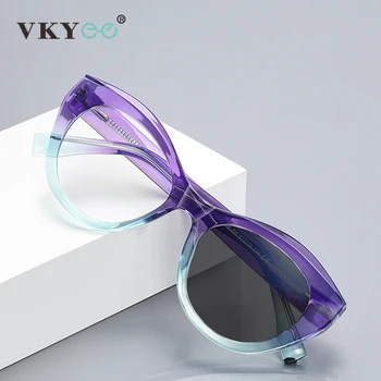 VKYEE Design Прости модни дамски очила за котешки очи с защита от синя светлина, фотохромичните PFD2168 по индивидуална заявка