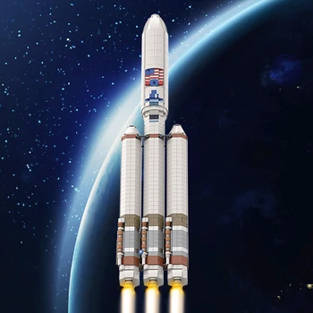 Gobricks MOC 1:110 Atlas Rocket Building Blocks V Тежка Ракета-Носител с Космическия Кораб Тухлена Модел Съберат Играчка САМ Детски Подарък