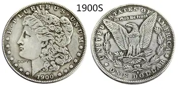 Копирна монета Morgan Dollar 1900-те години, която е покрита със сребро.