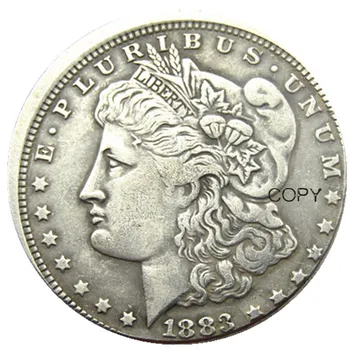 Монета-копие в долари Морган с офсетов от центъра, покрита със сребро, 1883 евро.