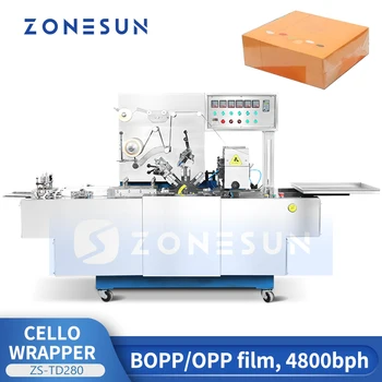 ZONESUN Автоматична Машина За Опаковане в Целофан за Опаковане на Кутии За Чело, Обзавеждане За опаковане на продукти ZS-TD280
