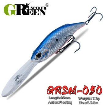 GREENSPIDER 80 мм 17,3 г Висококачествени Риболовни Примамки Minnow Crankbait Риболовни Воблери 3D Eyes Изкуствени Твърди, Риболовни принадлежности, pesca Bass